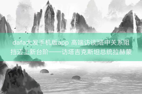 dafa大发手机版app 高端访谈|塔中关系阻挡迈上新台阶——访塔吉克斯坦总统拉赫蒙