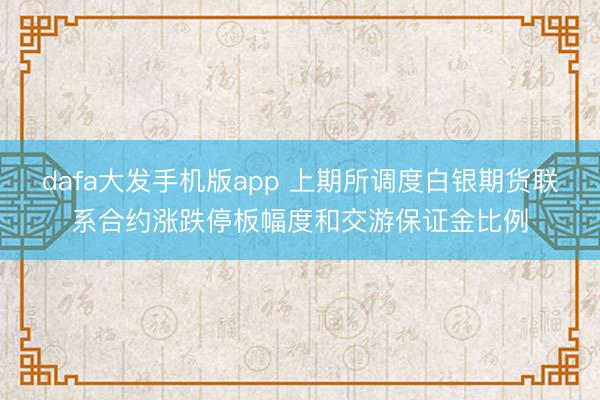 dafa大发手机版app 上期所调度白银期货联系合约涨跌停板幅度和交游保证金比例