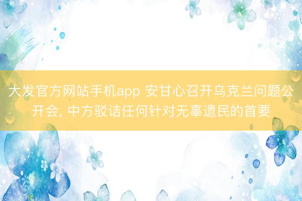 大发官方网站手机app 安甘心召开乌克兰问题公开会， 中方驳诘任何针对无辜遗民的首要