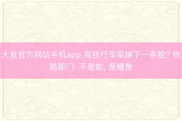 大发官方网站手机app 高铁行李架掉下一条蛇? 铁路部门: 不是蛇， 是鳗鱼