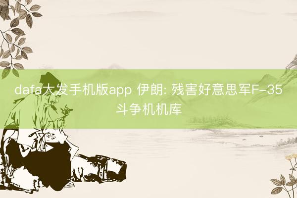 dafa大发手机版app 伊朗: 残害好意思军F-35斗争机机库