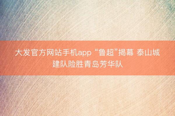 大发官方网站手机app “鲁超”揭幕 泰山城建队险胜青岛芳华队