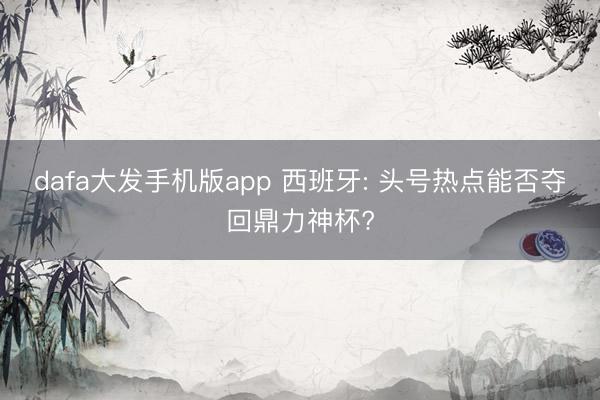 dafa大发手机版app 西班牙: 头号热点能否夺回鼎力神杯?